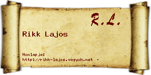 Rikk Lajos névjegykártya
